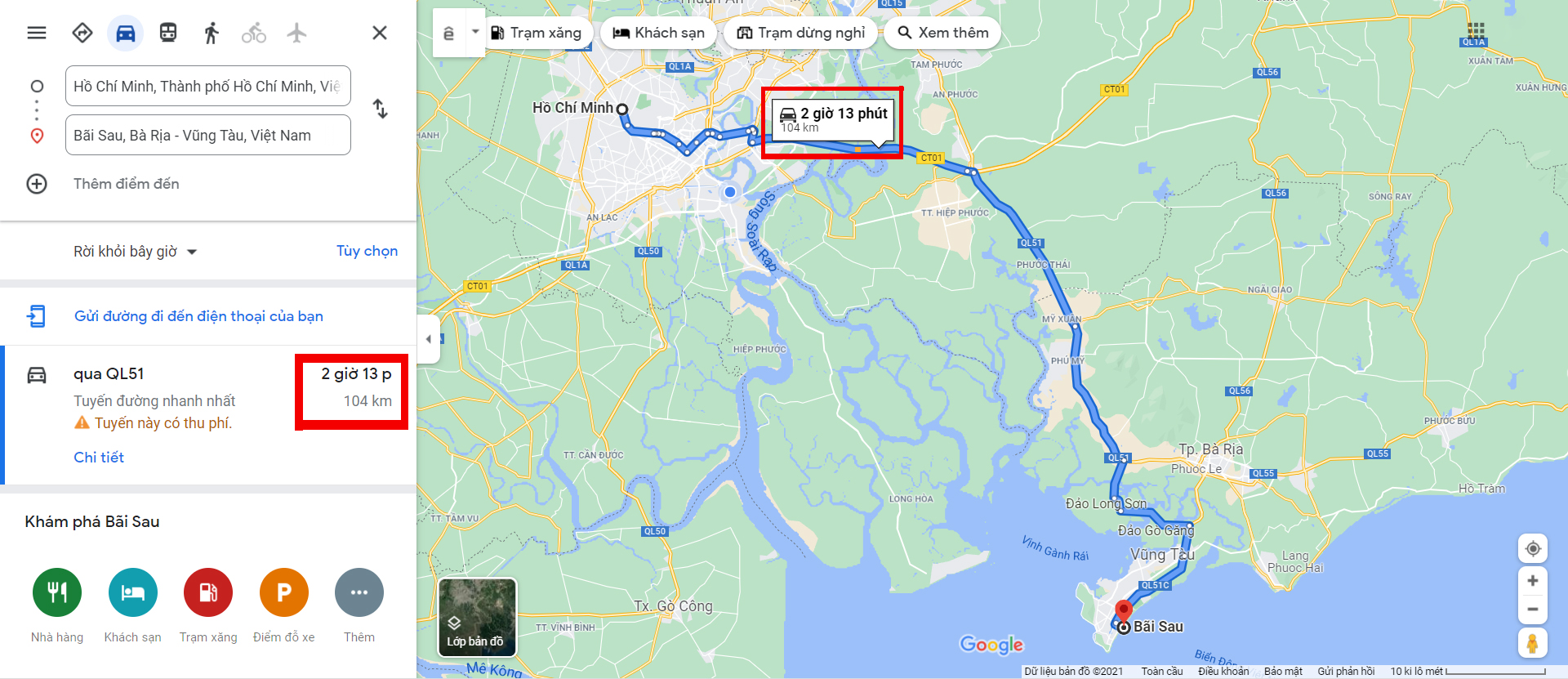 Bản đồ google map để tính km di chuyển
